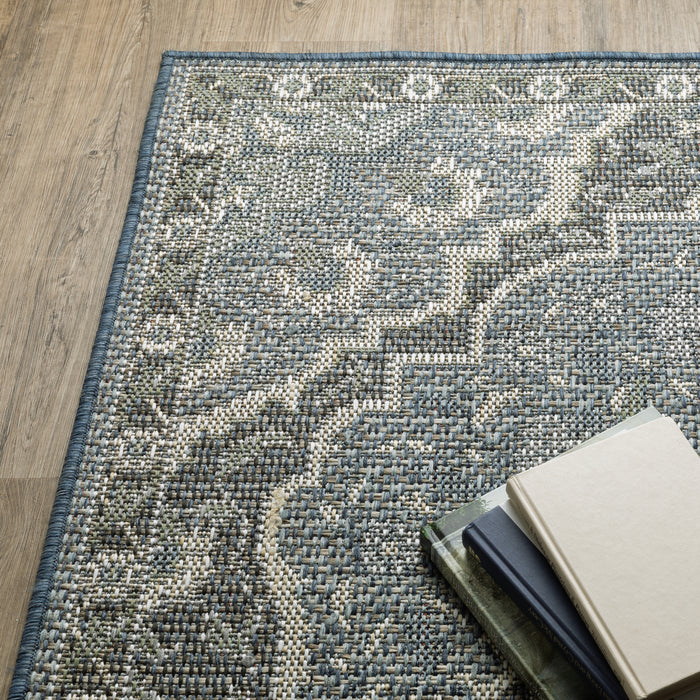 Oriental Weavers Cyprus 228C4 Blue/ Sage 9'10"" x 12'10"" Indoor/Outdoor Area Rug C228C4300390ST