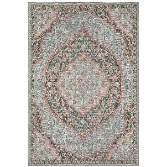 Oriental Weavers Cyprus 228D4 Blue/ Salmon 9'10"" x 12'10"" Indoor/Outdoor Area Rug C228D4300390ST