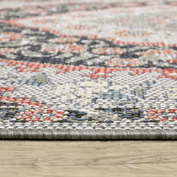 Oriental Weavers Cyprus 228D4 Blue/ Salmon 9'10"" x 12'10"" Indoor/Outdoor Area Rug C228D4300390ST