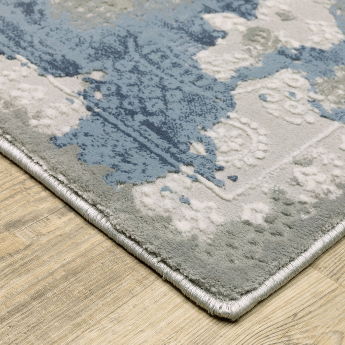 Oriental Weavers Easton 3313Q Grey/ Blue 7'10"" x 10'10"" Indoor Area Rug E3313Q240330ST