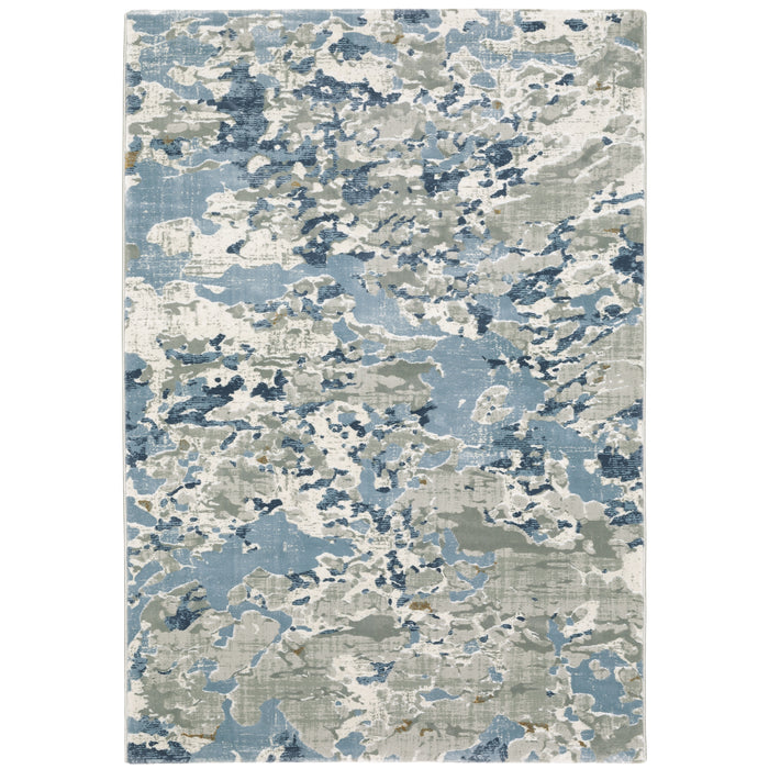 Oriental Weavers Easton 3317E Grey/ Blue 7'10"" x 10'10"" Indoor Area Rug E3317E240330ST