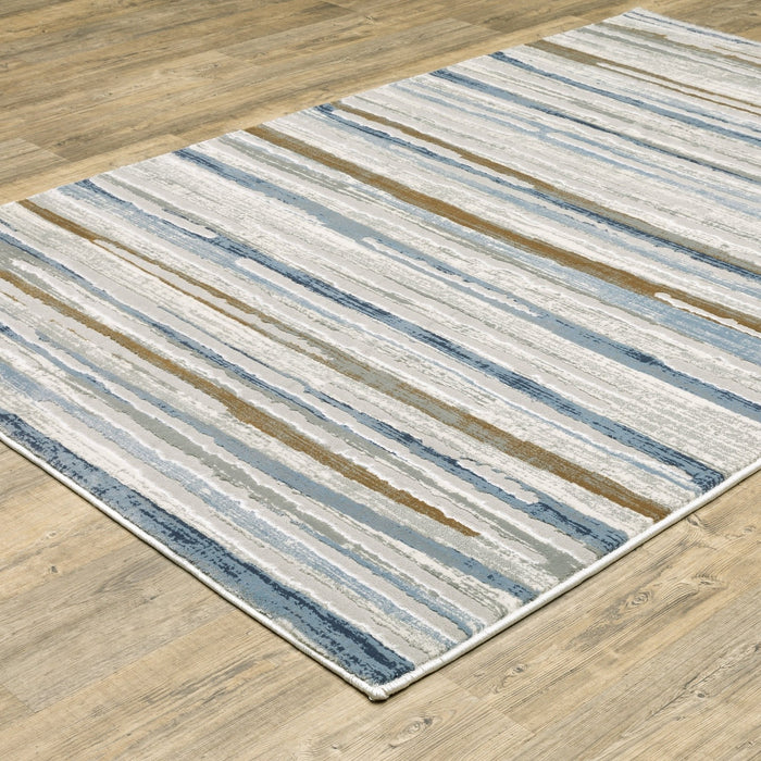 Oriental Weavers Easton 4514E Grey/ Blue 6'7"" x 9'6"" Indoor Area Rug E4514E200290ST