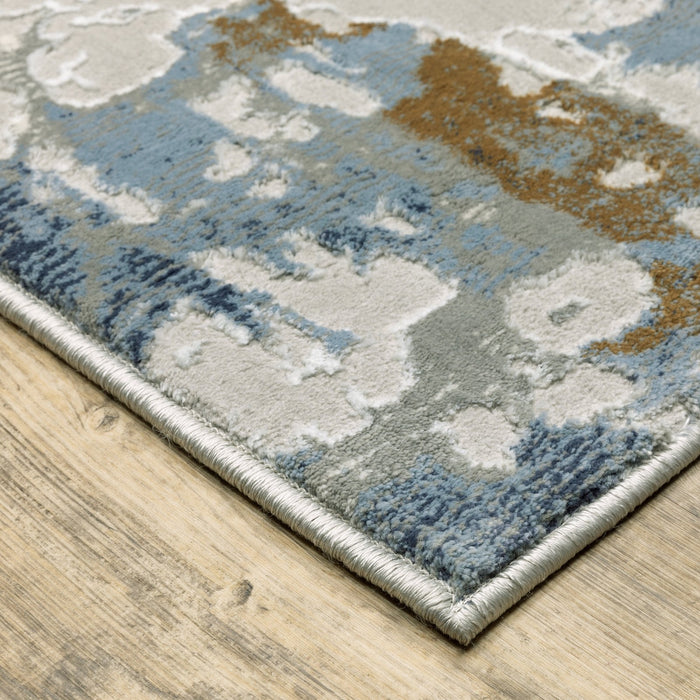 Oriental Weavers Easton 4518X Grey/ Blue 6'7"" x 9'6"" Indoor Area Rug E4518X200290ST
