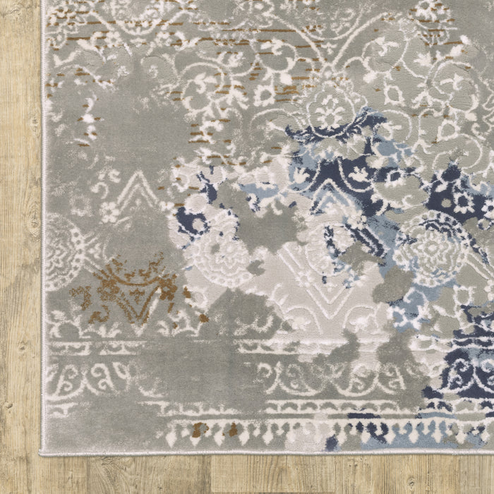 Oriental Weavers Easton 7111F Grey/ Blue 9'10"" x 12'10"" Indoor Area Rug E7111F300390ST