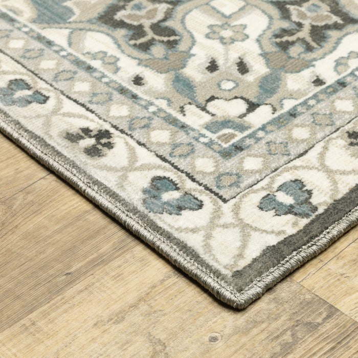 Oriental Weavers Ellington ELL01 Ivory/ Blue 7'10"" x 10'10"" Indoor Area Rug EELL01240340ST