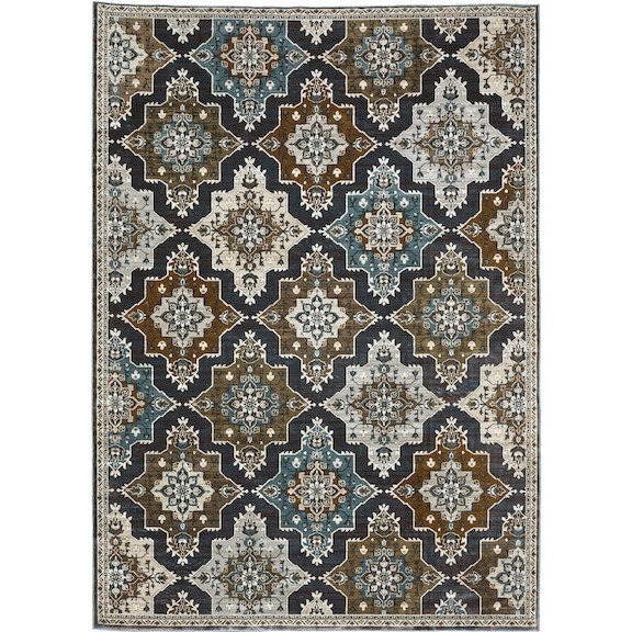 Oriental Weavers Ellington ELL07 Blue/ Rust 6'7"" x 9'6"" Indoor Area Rug EELL07200296ST
