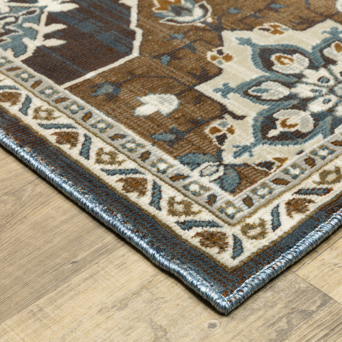 Oriental Weavers Ellington ELL07 Blue/ Rust 9'10"" x 12'10"" Indoor Area Rug EELL07300394ST