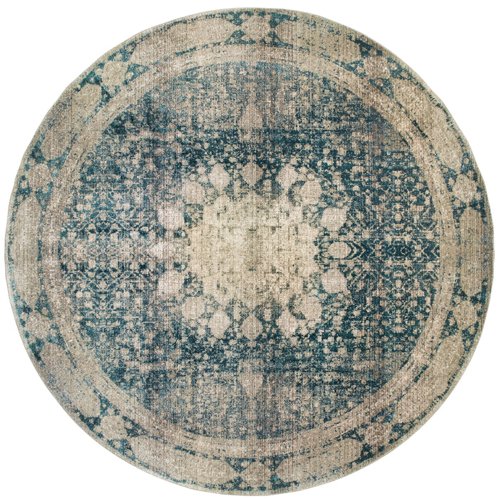 Oriental Weavers Empire 4445S Ivory/ Blue 7'10"" Round Indoor Area Rug E4445S240RDST