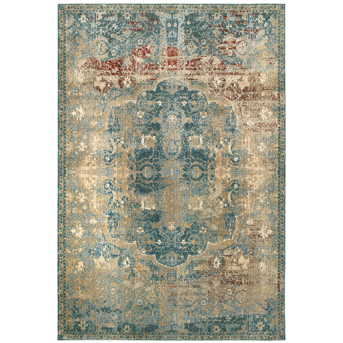 Oriental Weavers Empire 4449H Gold/ Blue 6'7"" x 9'6"" Indoor Area Rug E4449H200290ST