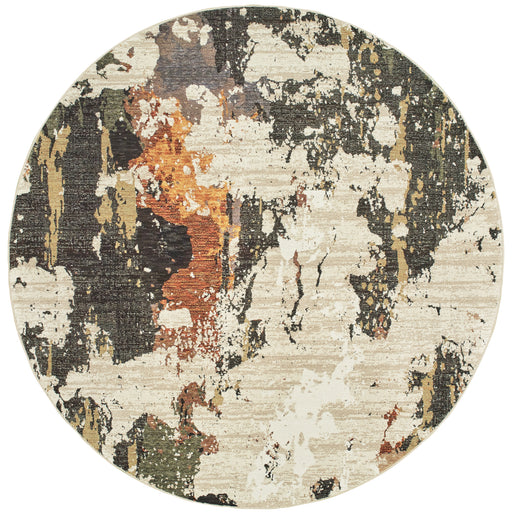 Oriental Weavers Evolution 7770J Beige/ Charcoal 7'10"" Round Indoor Area Rug E7770J240RDST