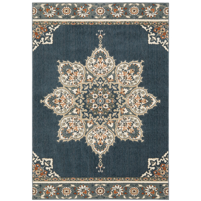 Oriental Weavers Fiona 5570X Blue/ Beige 7'10"" x 10' Indoor Area Rug F5570X240305ST
