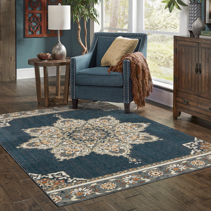 Oriental Weavers Fiona 5570X Blue/ Beige 7'10"" x 10' Indoor Area Rug F5570X240305ST