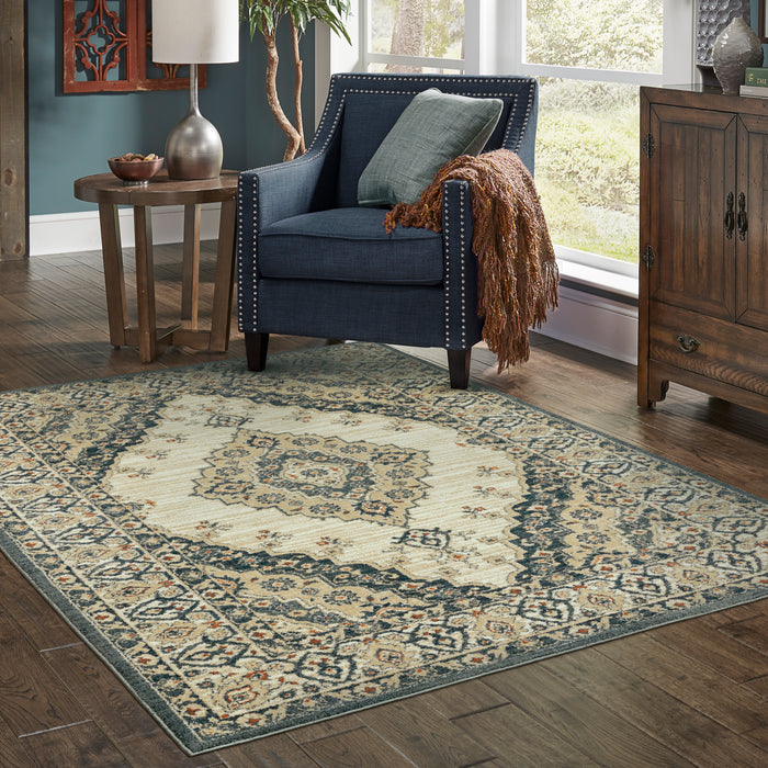 Oriental Weavers Fiona 8020W Beige/ Blue 7'10"" x 10' Indoor Area Rug F8020W240305ST