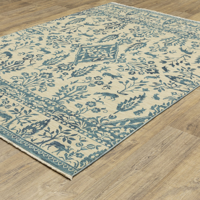 Oriental Weavers Francesca FR08H Ivory/Blue 9'10"" x 12'10"" Indoor Area Rug FFR08H300394ST