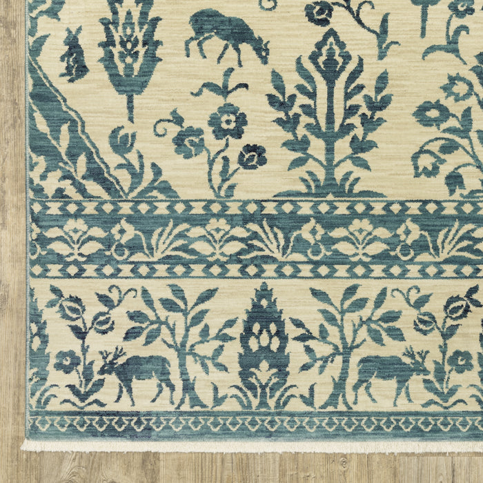 Oriental Weavers Francesca FR08H Ivory/Blue 9'10"" x 12'10"" Indoor Area Rug FFR08H300394ST
