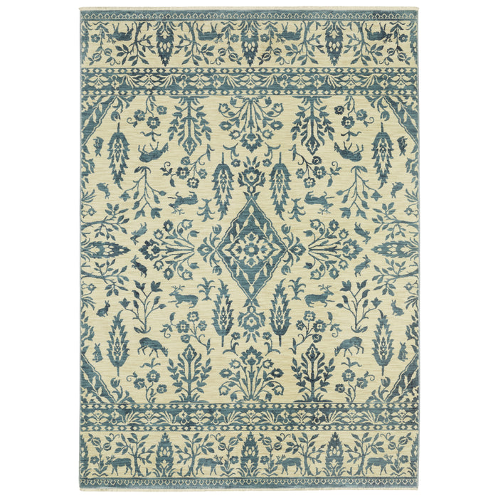 Oriental Weavers Francesca FR08H Ivory/Blue 9'10"" x 12'10"" Indoor Area Rug FFR08H300394ST