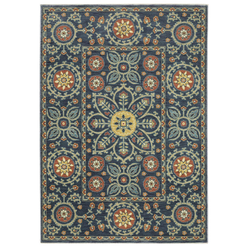 Oriental Weavers Francesca FR11B Blue/ Rust 6'7"" x 9'6"" Indoor Area Rug FFR11B200296ST