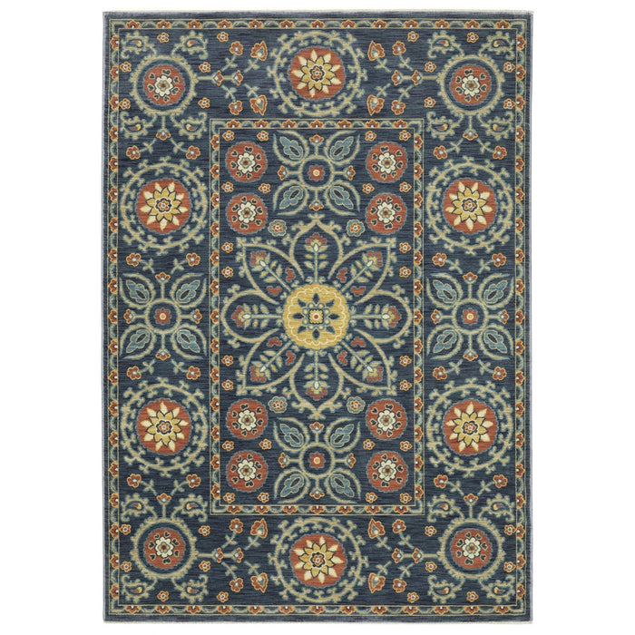 Oriental Weavers Francesca FR11B Blue/ Rust 6'7"" x 9'6"" Indoor Area Rug FFR11B200296ST