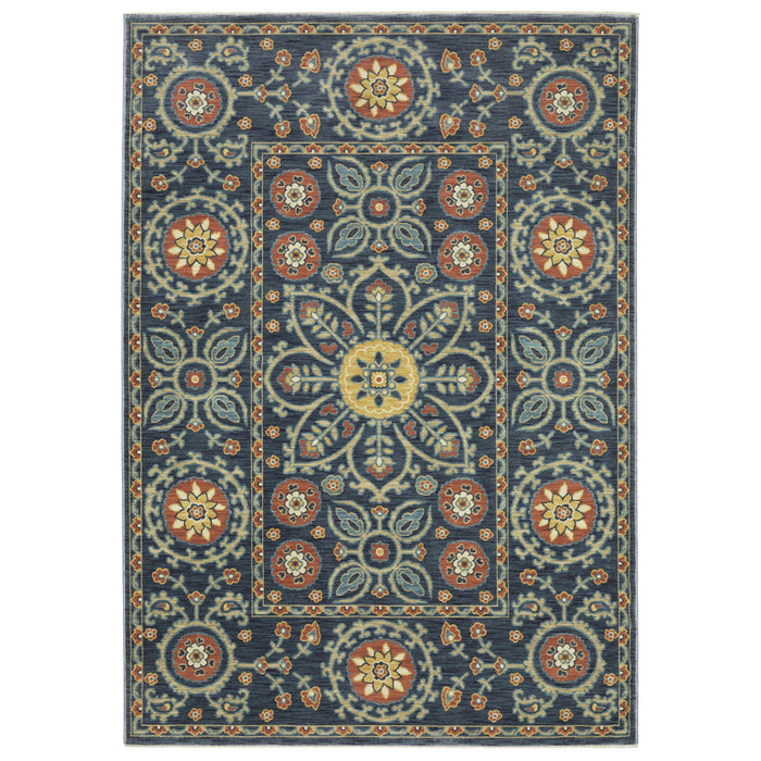 Oriental Weavers Francesca FR11B Blue/ Rust 7'10"" x 10'10"" Indoor Area Rug FFR11B240340ST