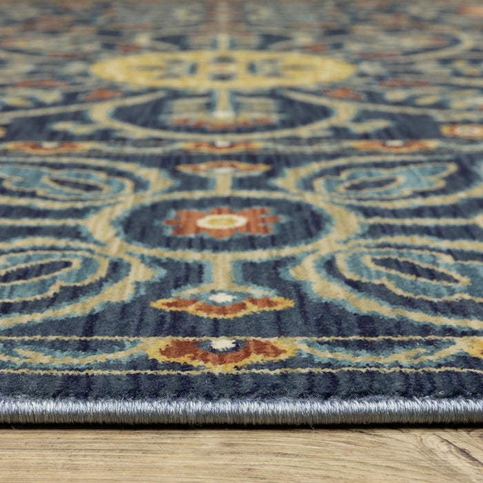 Oriental Weavers Francesca FR11B Blue/ Rust 6'7"" x 9'6"" Indoor Area Rug FFR11B200296ST