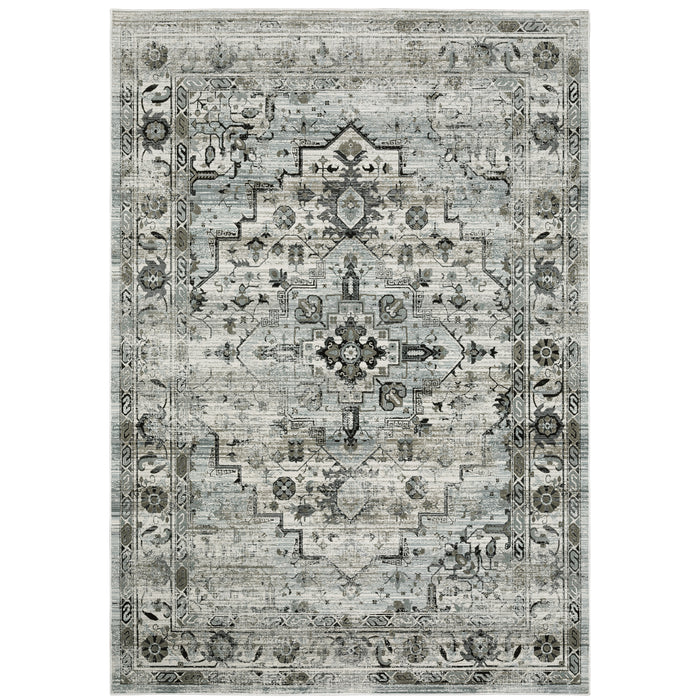 Oriental Weavers Gemini 020Z2 Grey/ Blue 7'10"" x 10'10"" Indoor Area Rug G020Z22403330ST