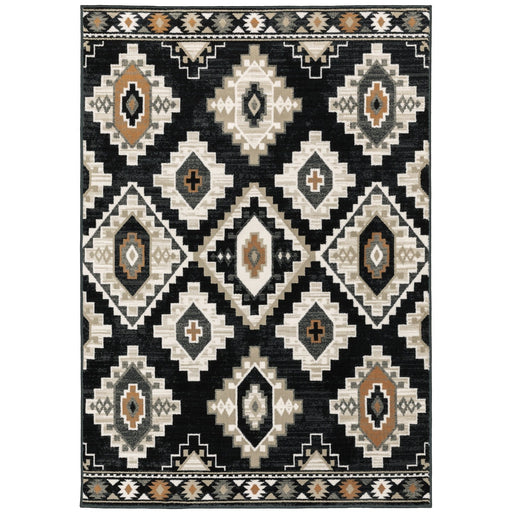 Oriental Weavers Georgia 605F0 Charcoal/ Ivory 9'10"" x 12'10"" Indoor Area Rug G605F0300390ST
