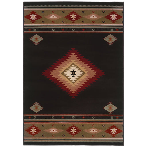 Oriental Weavers Hudson 087G1 Black/ Green 10' x 13' Indoor Area Rug H087G1305396ST