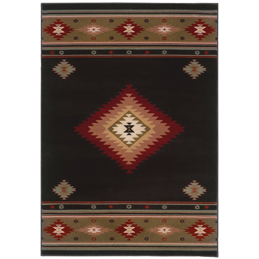 Oriental Weavers Hudson 087G1 Black/ Green 7'8"" x 10'10"" Indoor Area Rug H087G1235330ST