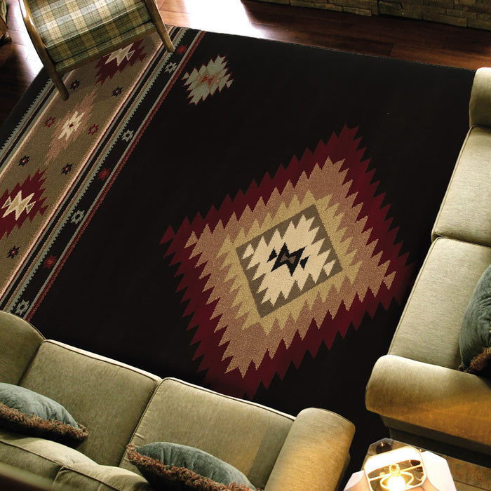 Oriental Weavers Hudson 087G1 Black/ Green 10' x 13' Indoor Area Rug H087G1305396ST