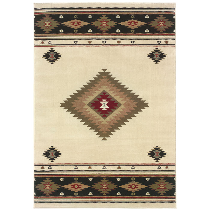 Oriental Weavers Hudson 087I1 Beige/ Green 10' x 13' Indoor Area Rug H087I1306396ST