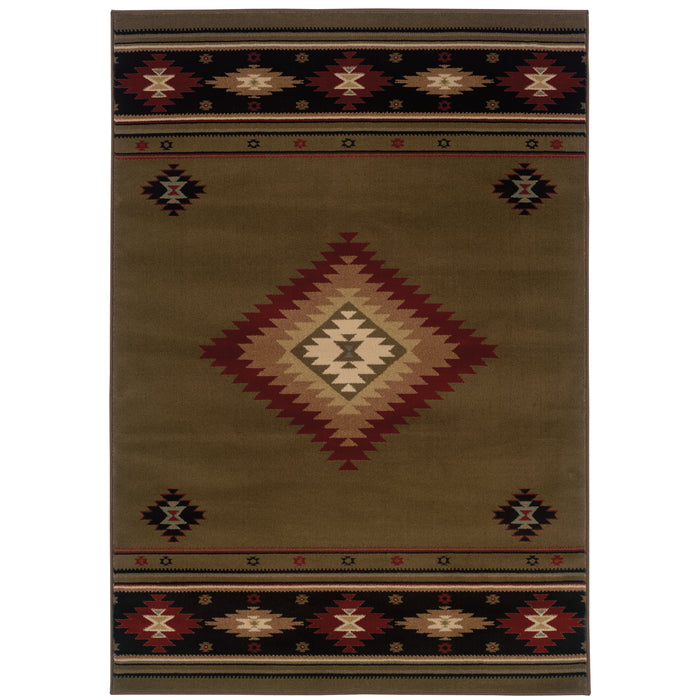 Oriental Weavers Hudson 087J1 Green/ Red 7'8"" x 10'10"" Indoor Area Rug H087J1235330ST