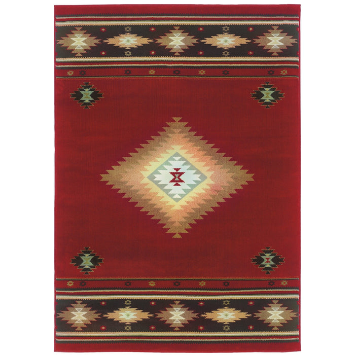 Oriental Weavers Hudson 087K1 Red/ Green 7'8"" x 10'10"" Indoor Area Rug H087K1235330ST