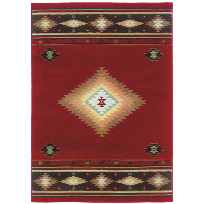 Oriental Weavers Hudson 087K1 Red/ Green 10' x 13' Indoor Area Rug H087K1305396ST