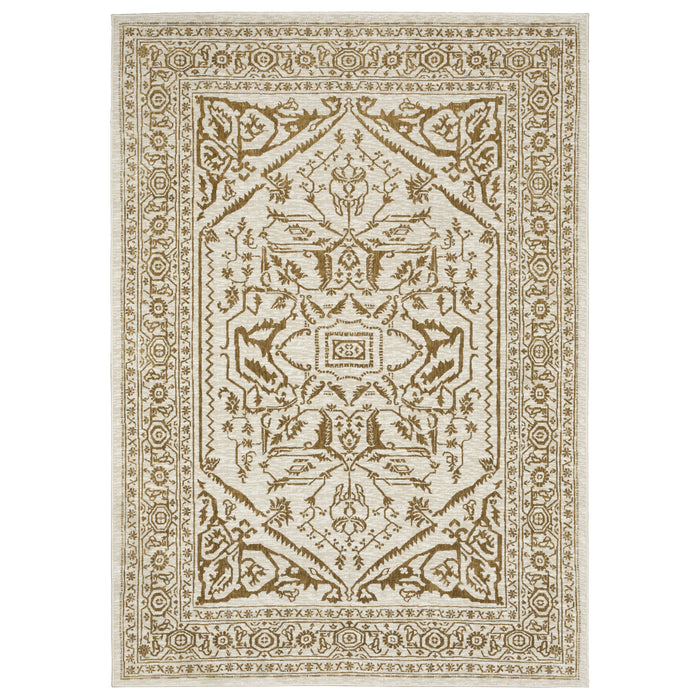 Oriental Weavers Intrigue INT03 Ivory/ Gold 9'10"" x 12'10"" Indoor Area Rug IINT03300390ST