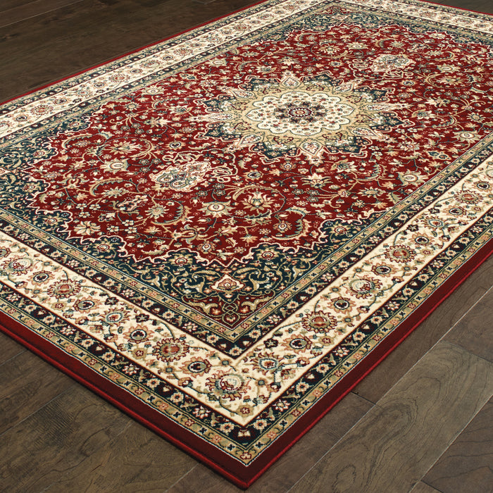 Oriental Weavers Kashan 119N1 Red/ Ivory 9'10"" x 12'10"" Indoor Area Rug K119N1300390ST