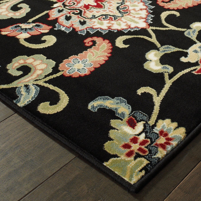 Oriental Weavers Kashan 9946K Black/ Multi 9'10"" x 12'10"" Indoor Area Rug K9946K300390ST