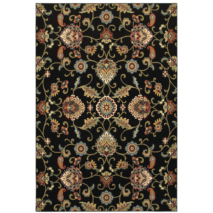 Oriental Weavers Kashan 9946K Black/ Multi 9'10"" x 12'10"" Indoor Area Rug K9946K300390ST