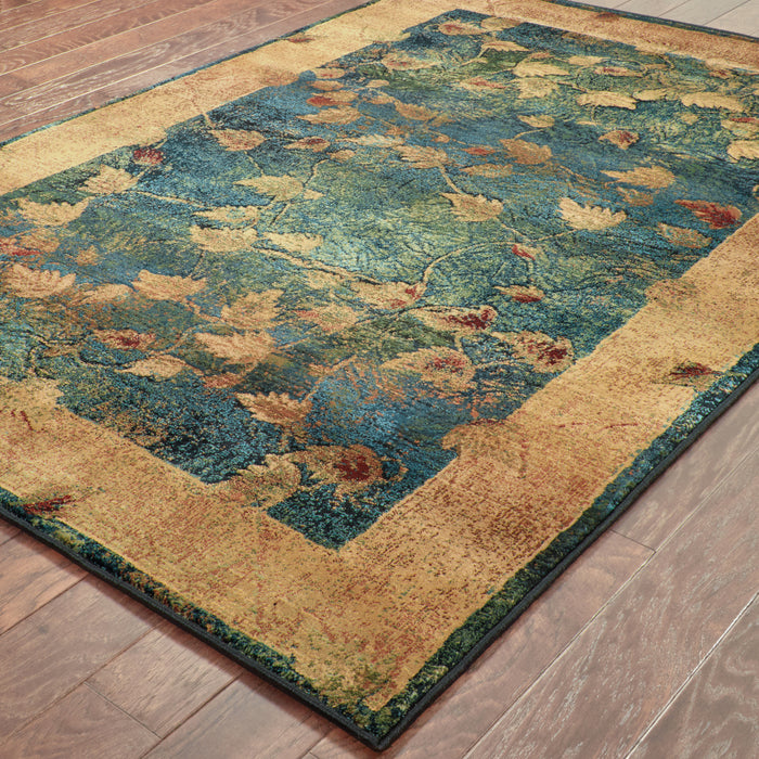 Oriental Weavers Kharma 349B4 Blue/ Gold 7'10"" x 11' Indoor Area Rug K349B4240340ST