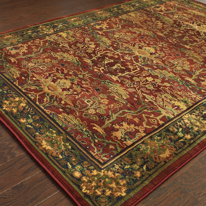 Oriental Weavers Kharma 465R4 Red/ Green 6'7"" x 9'1"" Indoor Area Rug K465R4200285ST