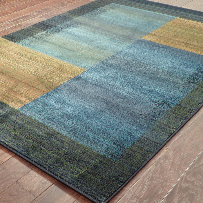 Oriental Weavers Kharma Ii 1092L Blue/ Gold 7'10"" x 11' Indoor Area Rug K1092L240340ST