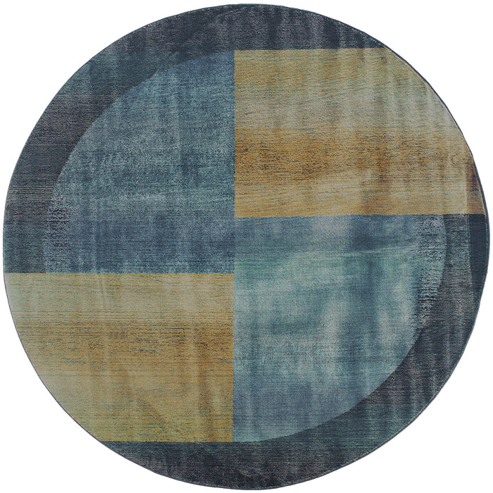 Oriental Weavers Kharma Ii 1092L Blue/ Gold 8' Round Indoor Area Rug K1092L240240ST