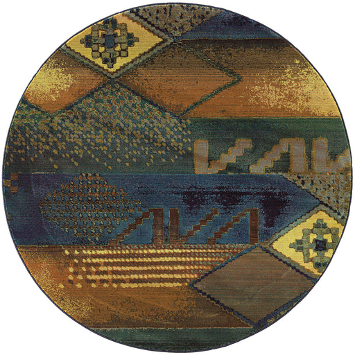 Oriental Weavers Kharma Ii 618F4 Blue/ Green 8' Round Indoor Area Rug K618F4240240ST
