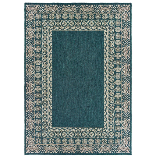Oriental Weavers Latitude 1503B Teal/ Grey 9'10"" x 12'10"" Indoor/Outdoor Area Rug L1503B300390ST