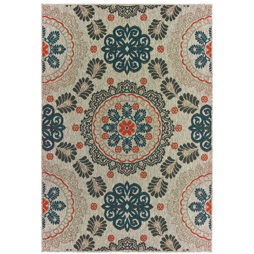 Oriental Weavers Latitude 1903W Grey/ Teal 9'10"" x 12'10"" Indoor/Outdoor Area Rug L1903W300390ST