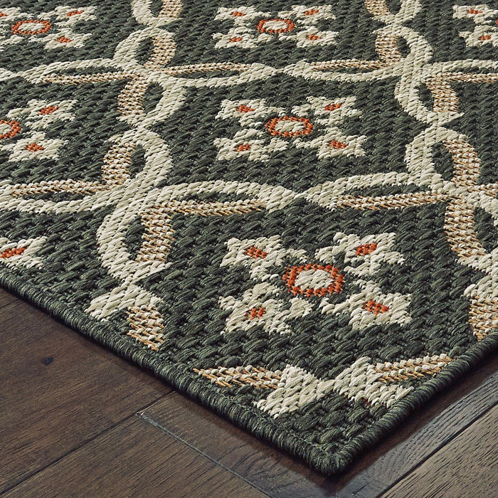 Oriental Weavers Latitude 1904K Grey/ Orange 9'10"" x 12'10"" Indoor/Outdoor Area Rug L1904K300390ST