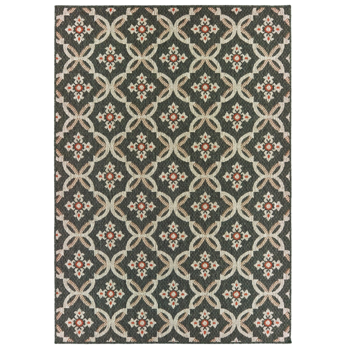Oriental Weavers Latitude 1904K Grey/ Orange 9'10"" x 12'10"" Indoor/Outdoor Area Rug L1904K300390ST