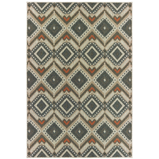Oriental Weavers Latitude 002X3 Grey/ Orange 9'10"" x 12'10"" Indoor/Outdoor Area Rug L002X3300390ST