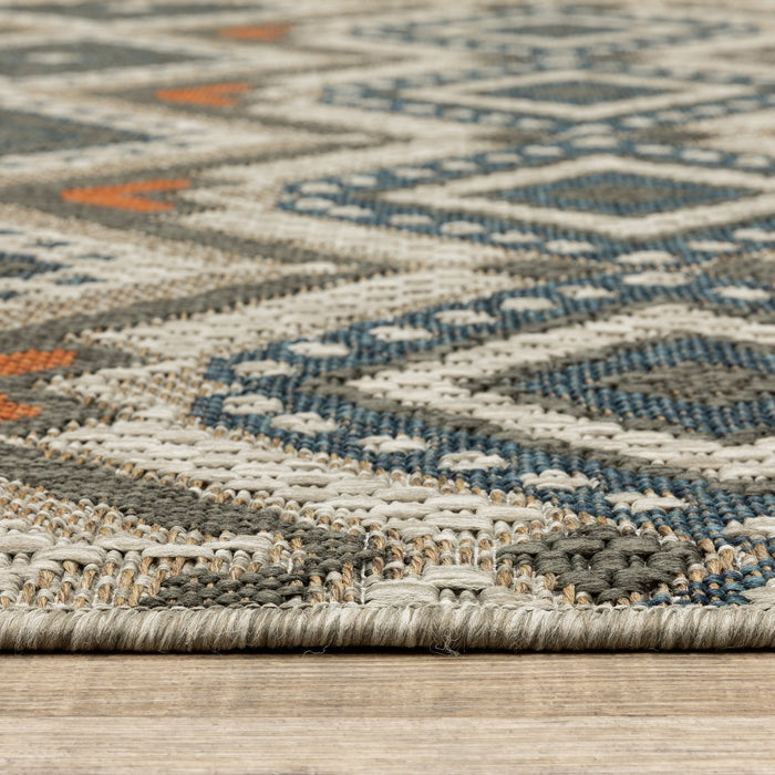 Oriental Weavers Latitude 002X3 Grey/ Orange 9'10"" x 12'10"" Indoor/Outdoor Area Rug L002X3300390ST