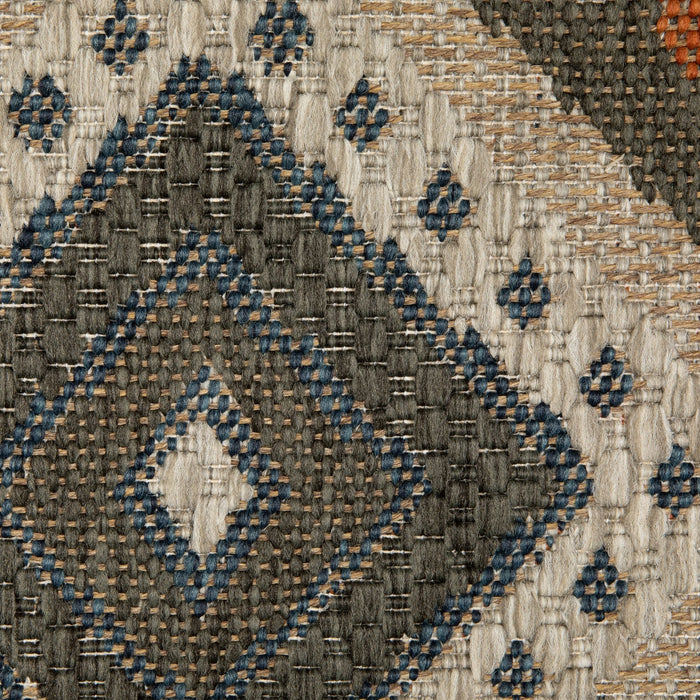 Oriental Weavers Latitude 002X3 Grey/ Orange 9'10"" x 12'10"" Indoor/Outdoor Area Rug L002X3300390ST