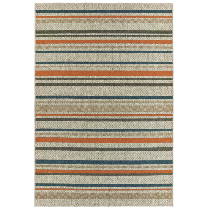 Oriental Weavers Latitude 602W3 Grey/ Teal 9'10"" x 12'10"" Indoor/Outdoor Area Rug L602W3300390ST